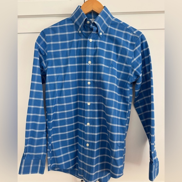 Brooks Brothers Blue Checkered Button Down Shirt Men’s XS - Picture 1 of 5